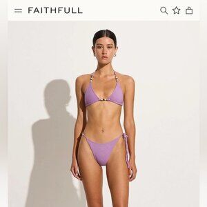 Faithfull the Brand purple terry cloth beaded bikini bottoms size XS NWT